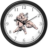Two Angels - Cherub, Angel or Cupid Theme Wall Clock by WatchBuddy Timepieces (Slate Blue Frame)
