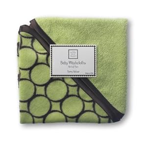 SwaddleDesigns Washcloth Set - Lime with Brown Mod Circles