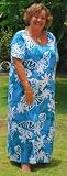 Regular & Plus Size Round Neck Long Dress - Tiare Monstera Hawaiian Aloha Caftan/Kaftan Style Evening Dress