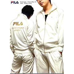 EXILE(エグザイル）メンバー愛用FILAプリントセットアップジャージ！ ホワイト×ゴールド