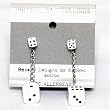 5mm to 10mm Dice Dangler Earrings, White w/Black