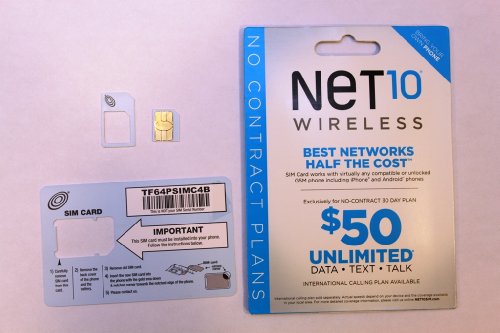 Net10 Cut to Fit MICRO SIM Card for use with GSM iPhone 4, 4s, ipad . Unlimited Talk, Text, Web Plan