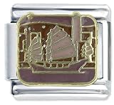 Chinese Junk Ship Italian Charms Bracelet Link
