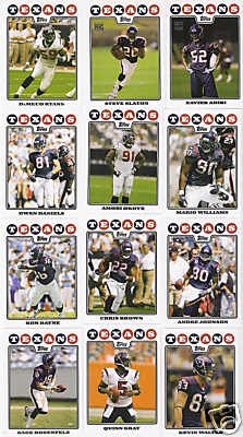 2008 Topps Houston Texans Complete Team Set (13 Cards)