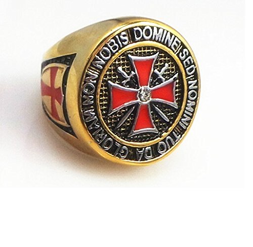 Knight Templar Ring - Masonic College Style GOLD Color Stainless Steel Ring
