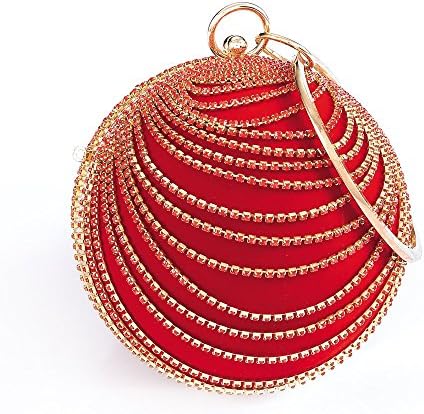 Emour Woman suede round ball fashion party prom handbag clutch (Red)