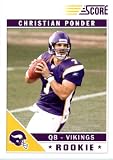 2011 Score Football Card # 319 Christian Ponder RC - Minnesota Vikings (field in background dropping back) (RC - Rookie Card) NFL Trading Card In a Protective Screwdown Case!