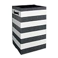 WENKO 3450101100 W�schesammler Safari L - Baumwolle, Kunstleder, 30 x 50 x 30 cm, schwarz-wei� gestreift