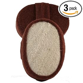 Upper Canada Soap and Candle Bath Accessories Bamboo and Loofah Sponge, (Pack of 3) by Upper Canada Soap & Candle