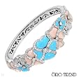 Oro Trend! Made in Italy Majestic Bracelet With 4.44ctw Super Clean GH/VS Diamonds, Agate, Turguoise and Coral Made of 18K Gold