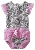 Vitamins Baby Baby-Girls Scroll Print Tutu Bodysuit, Pink, 9 Months