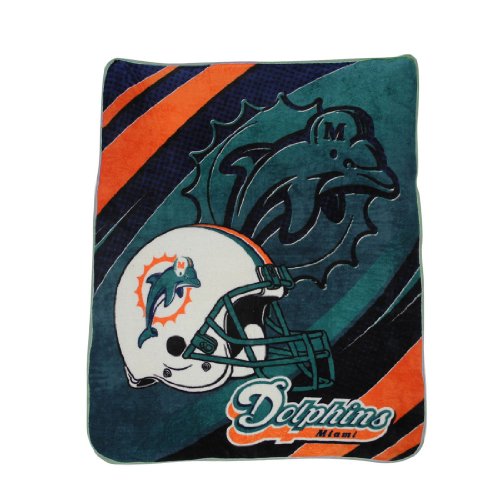 NFL Miami Dolphins Super Soft Plush Thermal Blanket / Fleece Couch Throw - Green