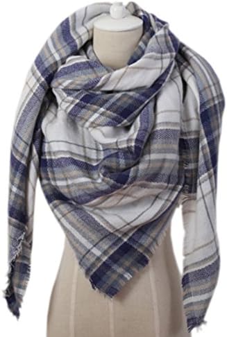 Fashion Women Triangle Cashmere Winter Scarf Shawl Cape Blanket (White Black)
