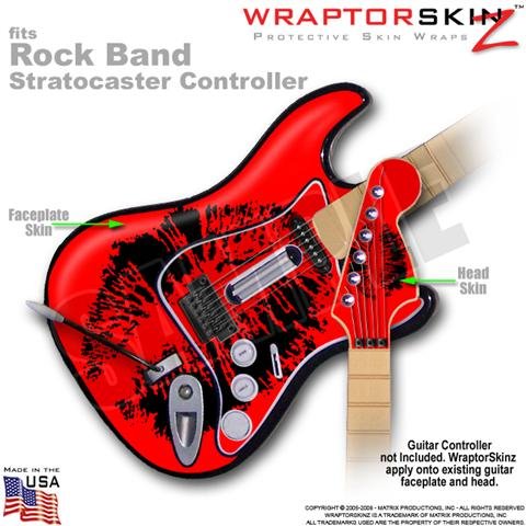 Big Kiss Black on Red WraptorSkinz Skin fits Rock Band Stratocaster Guitar for Nintendo Wii, XBOX 360, PS2 & PS3 (GUITAR NOT INCLUDED)