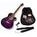 Design 4/4 Akustik Westerngitarre mit Motivdruck in Flieder Lila + Zubeh�r-Set: gepolsterte Gitarrentasche, Gurt, Ersatzsaiten und Stimmpfeife