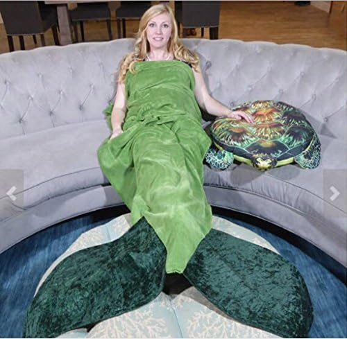 Smart Fun Warm and Soft Mermaid Tail Blanket Cozy Adult/Teen Blankie Tails All Seasons Green Flannel