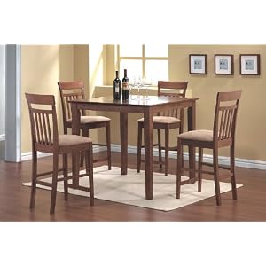 Coaster Casual Contemporary Style Counter Height Dining, 5-Piece Set