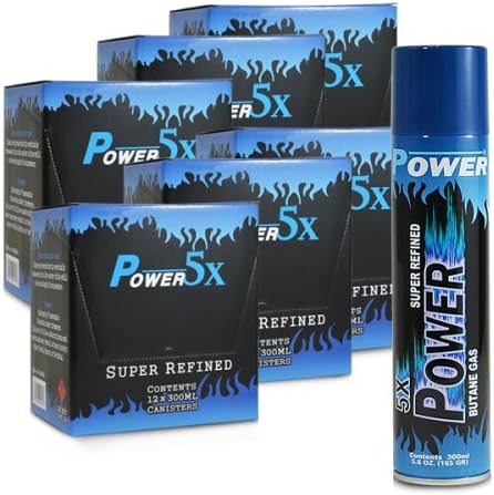 72 cans (6 cases) of Power 5x 300ml Super Refined Butane Fuel