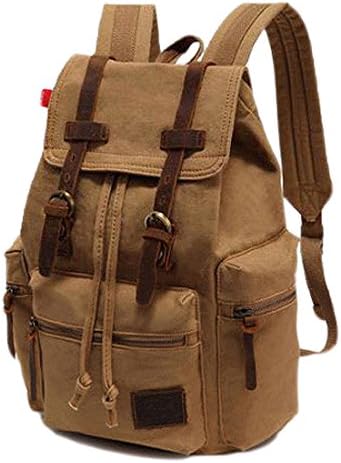 Brilliant Shop Teenager Girls Boys Casual Daypack Canvas Leather Travel Hiking Backpacks Campus School College Bookbag Shoulder Bag Tablet Backpack --Khaki