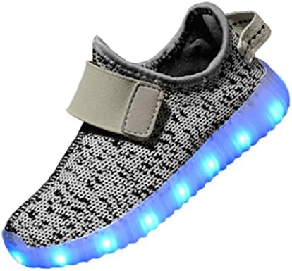 ERUPT Unisex Kids Casual Fashion Sneakers Breathable Athletic Sports Light Up Shoes with LED, white 25M