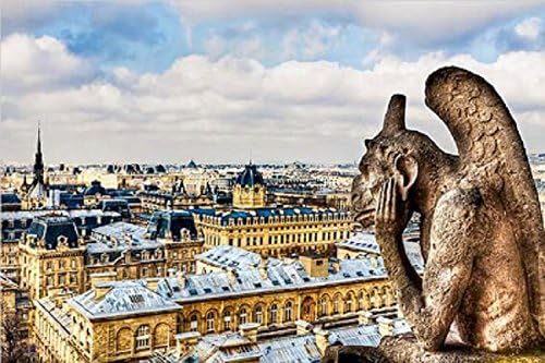 TAF DECOR "A Bored Gargoyle Sees Paris" Photo Art, 39.3" X 27.5" X 2", Multicolored