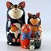Nesting Dool 5 Matryoshka KITTEN FAMILY WITH FISH. Stacking Cat Home Decor Art Matreshka