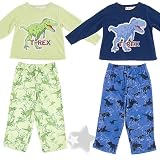 T-Rex Dinosaur Set of Two Fleece Pajamas for Toddlers and Boys