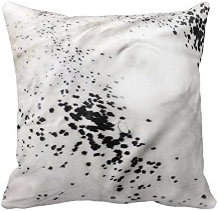 Cowhide Leather Look, (Salt/Pepper), B/W Pillowcase Cotton Cushion Cover18" x18"