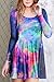 Girl's Rainbow Galaxy Print Stretchy Cocktail Party Crewneck Mini Skater Dress L