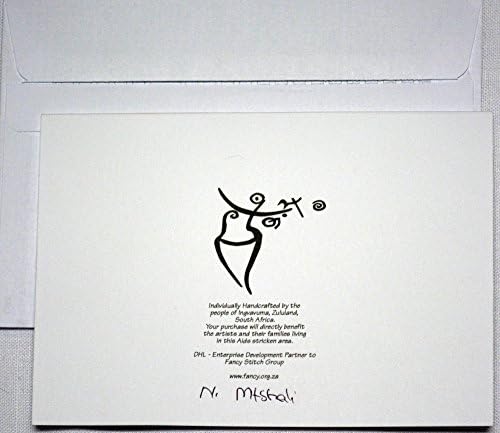 Greeting Card - Handmade in Africa with Hand-Embroidery Stitching. "Cheerful Smiles Under Heavy Loads". All occasion-Birthday, Mother's Day, Father's Day, Get Well, Anniversary, Thank You, etc. Sales benefit local women &amp; orphans living in the deep rural hamlet of Ingwavuma, KwaZulu-Natal, South Africa