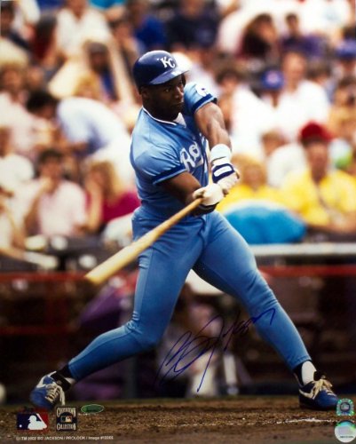 Bo Jackson Autographed/Hand Signed Kansas City Royals 16x20 Photo (Blue Jersey Batting)