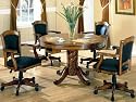 3-in-1 Oak Finished Wood Poker, Pool, Game, Dining Table and 4 Chairs Set