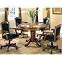 3-in-1 Oak Finished Wood Poker, Pool, Game, Dining Table and 4 Chairs Set
