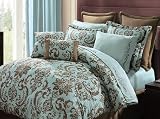 12 pc modern comforter set / bed in a bag / 90x90 queen size bedding by Plush C Collection