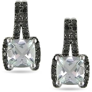 10k Gold Aquamarine and 1 6ct TDW Diamond Earrings by Amour