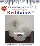 Extreme Freeze Reditainer 64 oz. Freezeable Deli Food Containers w/ Lids - Package of 8 - Food Storage