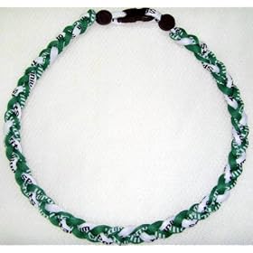  Titanium Tornado Baseball Necklace Green White 18