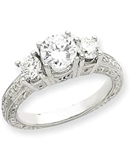Ann Harrington Jewelry 14k White Gold .50 Ct Tw 3 Stone Diamond Ring, 5.7 mm (for 3/4 Ct) Round Semi Setting