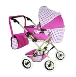 SNUGGLES DELUXE FOLDIND PRAM BUGGY PUSH CHAIR DOLL ACCESSORIES POLKA DOT PLAY SET TY3292 COUP PRAM