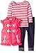 Little Lass Baby Girls' 3 Piece Puffy Vest Set Stripe Toggle