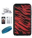 Red Zebra Silicone skin cover for Apple ipod Touch 16GB 32Gb 64Gb 2nd and 3rd generation + Car Charger + Screen Protector + Wristband