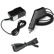 Garmin GPS Nuvi 260w Accessory Bundle - Car Charger + Home Travel AC Charger + USB Data Cable + Free Stars Stripes Silicone Wristband