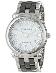 Anne Klein Womens AK/1201MPBK Ceramic Collection Silver-Tone Black Ceramic Bracelet Watch