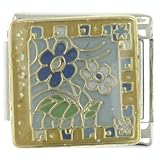 Flower Quilt Italian Charms Bracelet Link