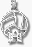 Hawaii Rainbow Warriors H Volleyball Pendant - Sterling Silver Jewelry