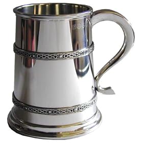 Pewter tankard - 2 band celtic design - 1 pint