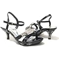 Kid's Evening High Heel Rhinestone Sandals Black 9-4