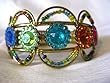 Hinged Cuff Bracelets Multi Color Stone Metal Bollywood Bangles