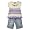 Lipstik Girls - Girls Short Set, White, Blue Denim, Purple (Size 6X)