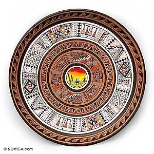 Pottery plate, 'Sunset' by NOVICA